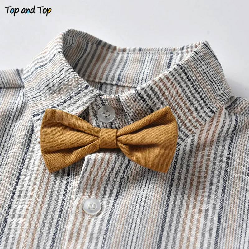 Комплект одежды для маленьких мальчиков рубашка с бантом и коротким рукавом +
