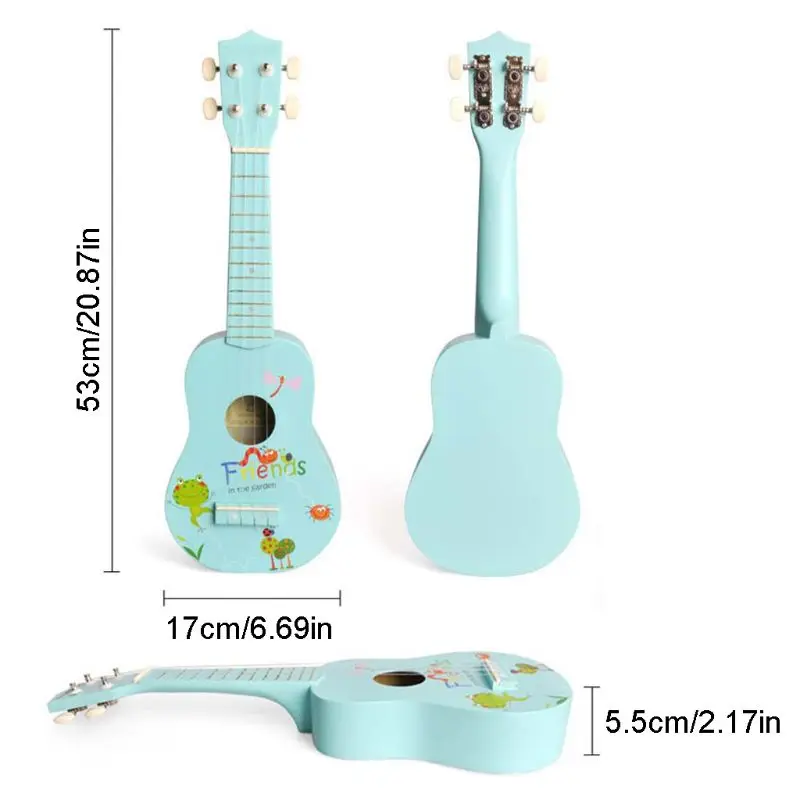 

Cartoon Colorful Acoustic Ukulele 4 Strings Small Guitar Children Beginner Practice Musical Instrument Kids Birthday Gift