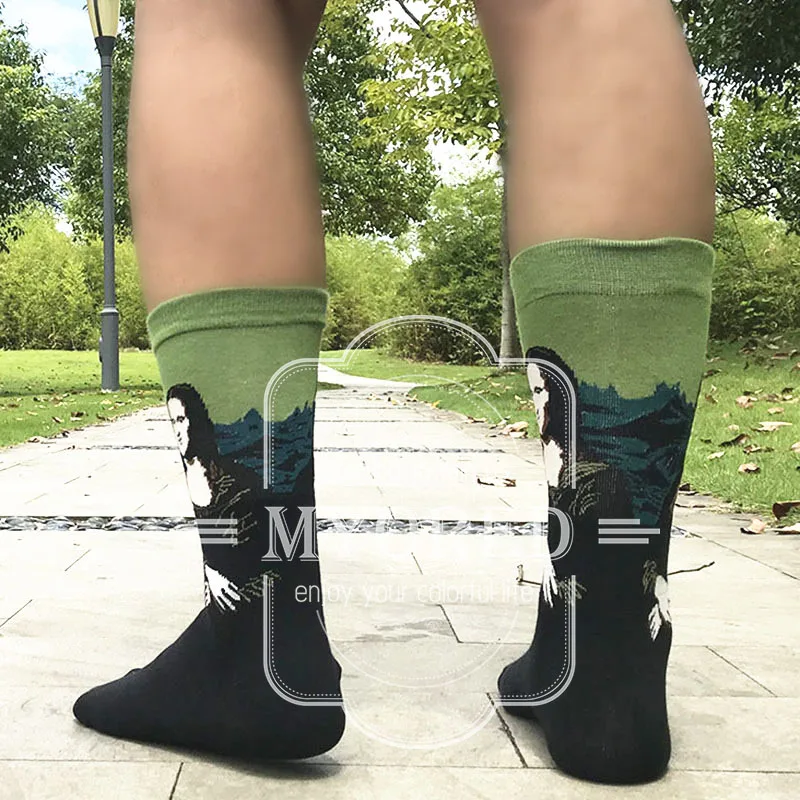 Мужские короткие носки MYORED 5 пара/лот забавные цветные с картиной маслом Мона