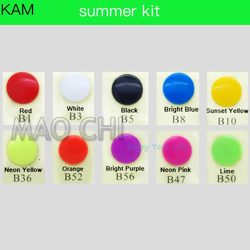summer 10 colors 100 10 комплектов в каждом из Цвета микс Кам круглая кнопка для мальчиков и девочек 12 мм 20 T5 Глянцевая Пластик кнопки-крепления для подгузников "сделай сам" - Цвет: summer 10 colors