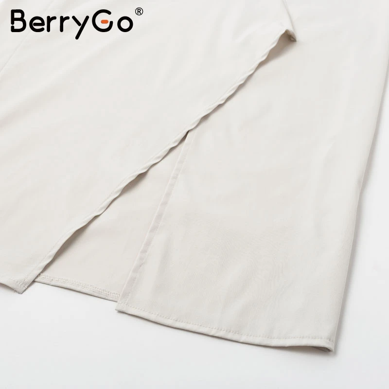 BerryGo элегантная трапециевидная однотонная женская миди юбка осень зима
