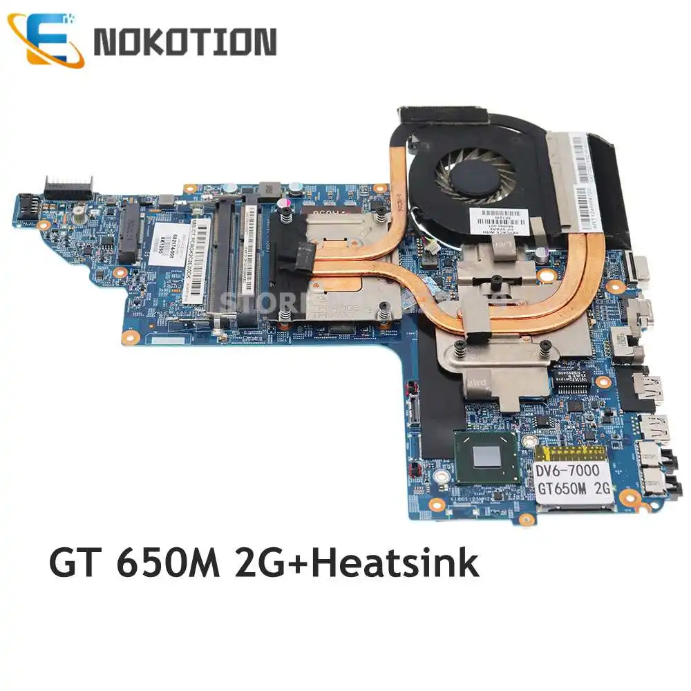 

NOKOTION 682172-001 682175-501 682174-001 For HP Pavilion DV6-7000 Laptop Motherboard GT650M 2G With Heatsink