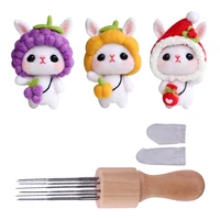 miusie doll wool felt needle felting kit with felting needle finger cot instruction non finished accessorie craft for beginner