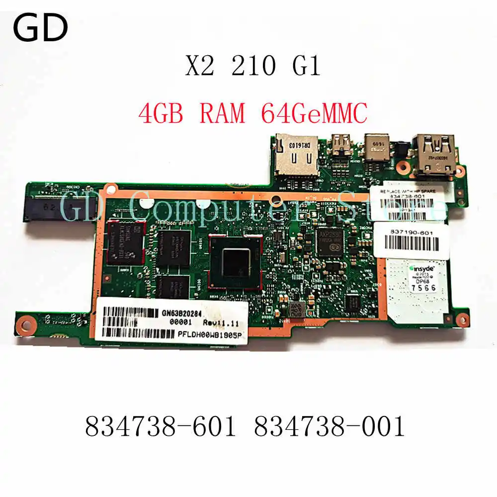 GD оригинальная материнская плата для ноутбука HP X2 210 G1 834738-601 834738-001 6050A2798201 Z8300 4 Гб
