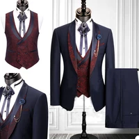 2020 new mens suits 3 pcs printed wedding tuxedos slim fit designer groom groomsmen suit mens formal wear