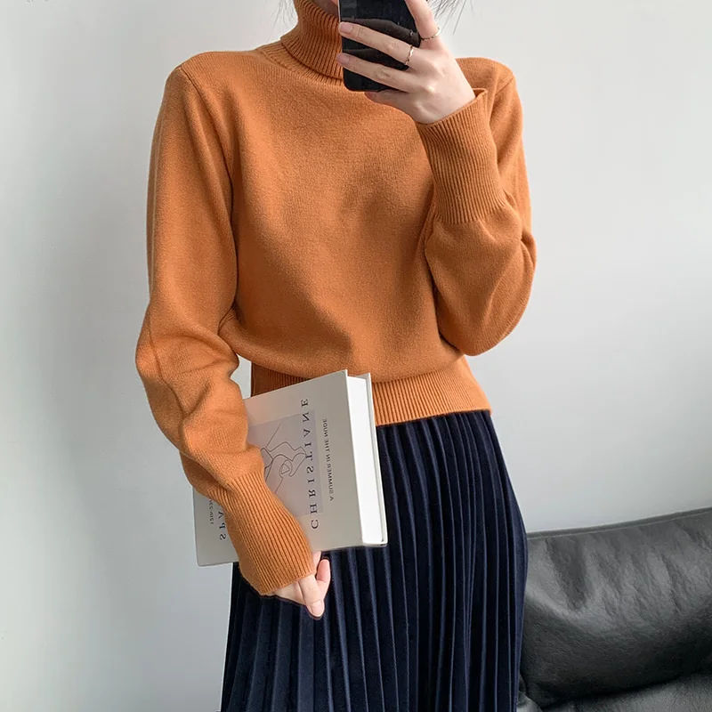 

Spring Winter Fashion Solid Color Knitwear Turtleneck Long Sleeve Women Casual Knitted Pullovers Vintage Sweaters Harajuku Y2k