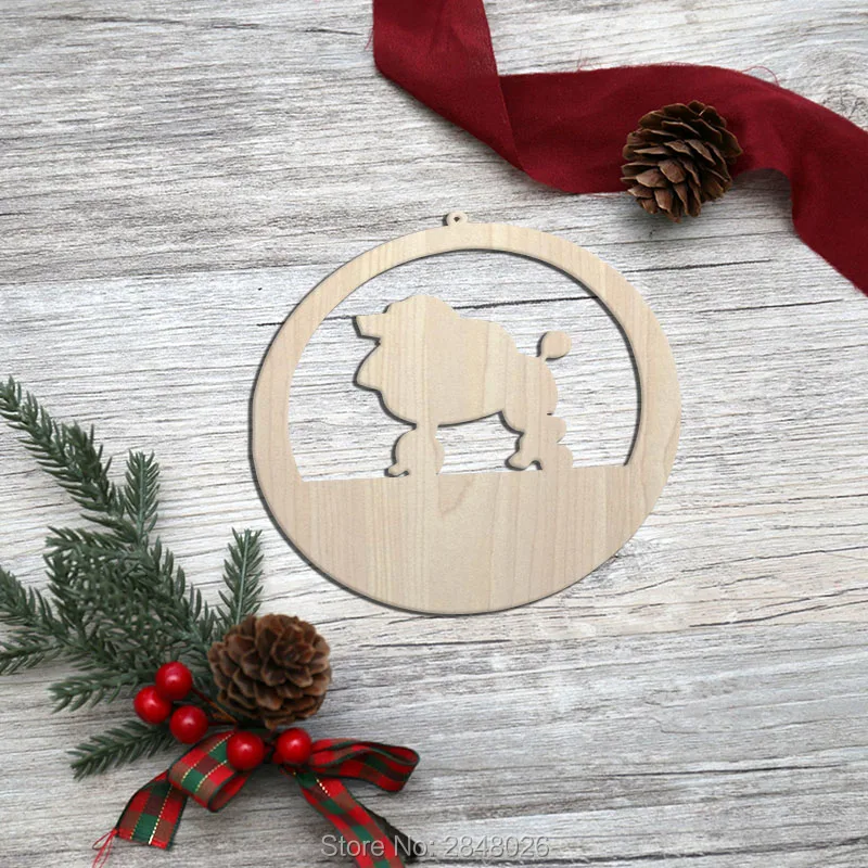 Пользовательские деревянные пуделя Выгравированные бирки собаки