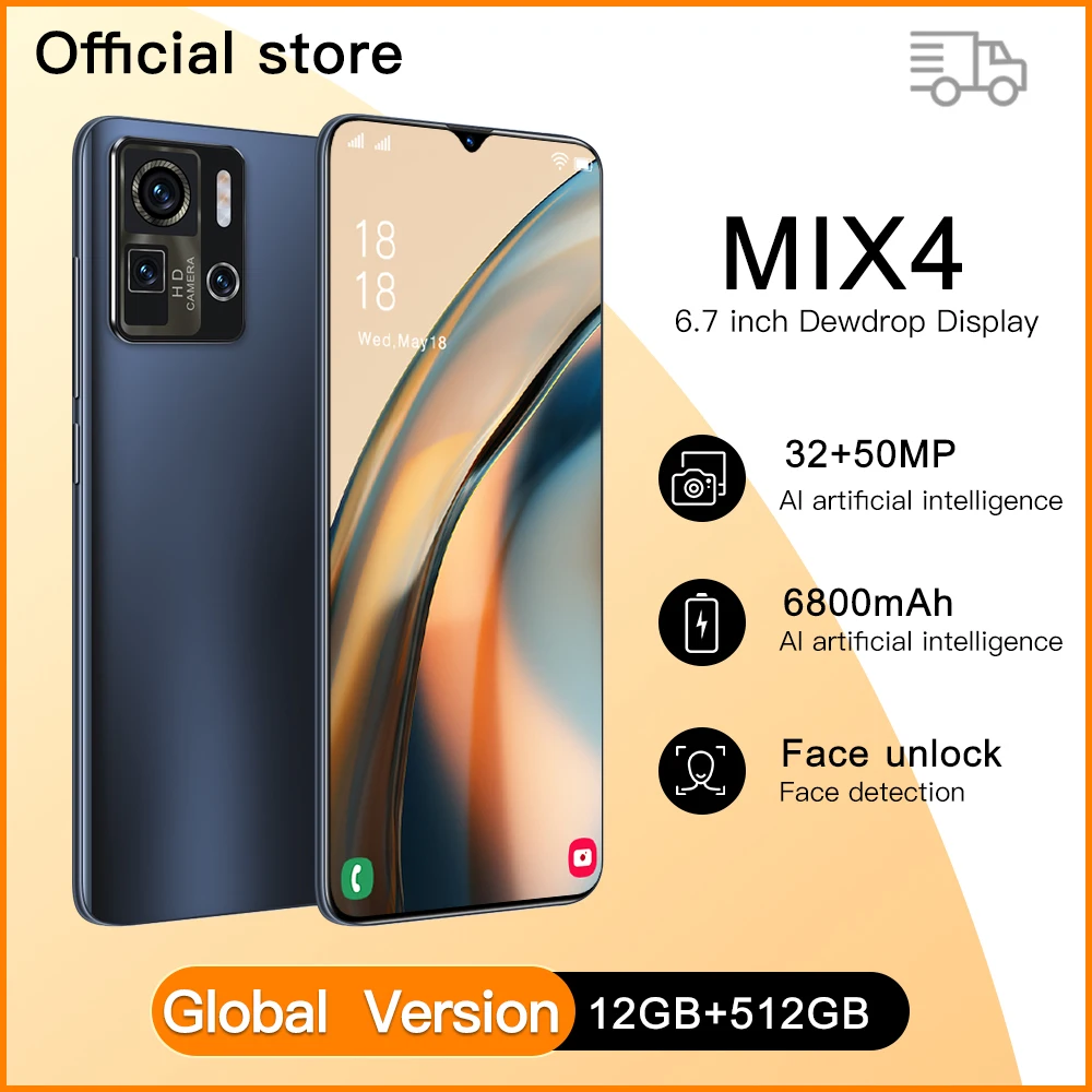 

Global Version MIX4 6.3 Inch 10 Core 12GB+512GB Dimensity 810 MP4 Player Used as Smartphones 32MP+50MP 6800mah Andriod 11