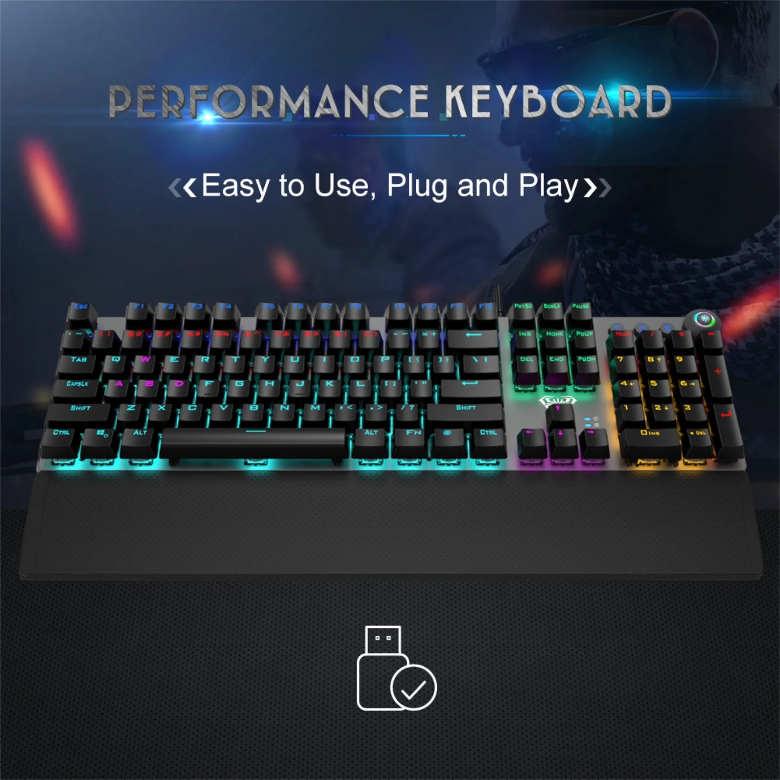 

AULA F2088 Russian Punk Keycap Blue/Brown Switch Mechanical Gaming Keyboard