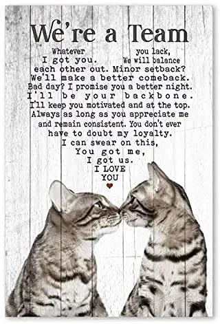 

Decor Retro Metal Poster Cat We are A Team Wall Art Pub Funny Novelty Coffee Shop Restroom Club Family Wall Decor Tin Signs