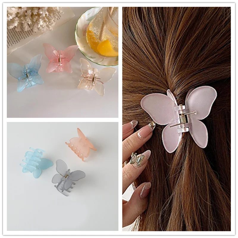 

MISANANRYNE For Women Girls Hair Accessories Mini Butterfly Hair Clip Acrylic Scrub Hair Claw Simple Sweet Claw Clips