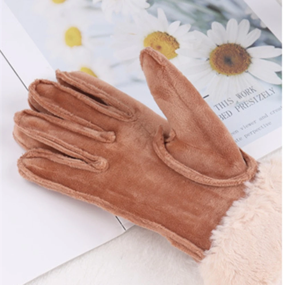 

Autumn and Winter Korean Solid Color Women's Silver Fox Down Finger Touch Screen Gloves