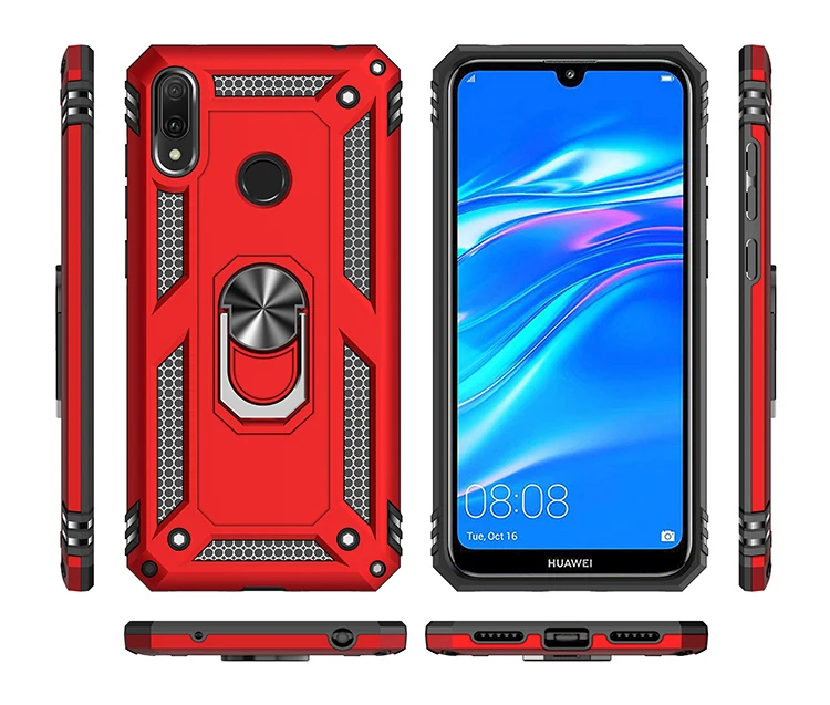 Для huawei Honor 8A роскошный противоударный чехол держатель стенд с металлическим кольцом Чехол Мягкий бампер гибрид чехол для huawei Honor 8a capa