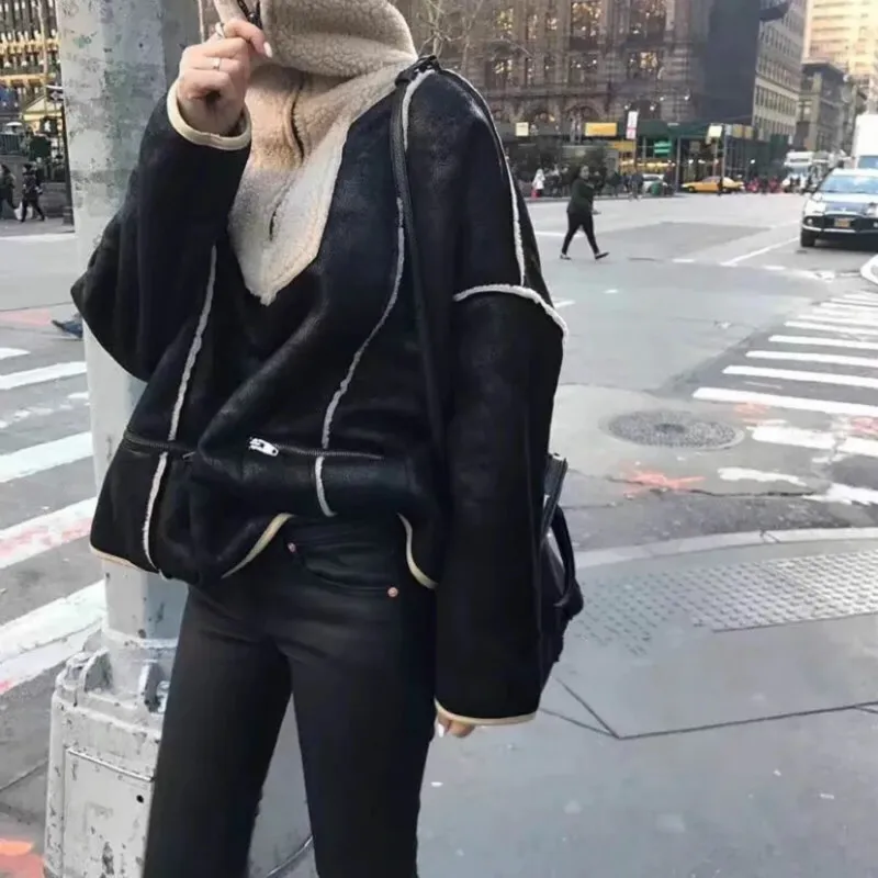 2019 зимняя куртка Женское пальто ягненка с отворотом меховое замшевое