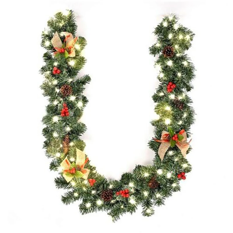 

1.8M Christmas Decoration Bar Tops Ribbon Garland with LED Xas Tree Ornaments Green Tree Cane Tinsel Party New Year Supplies