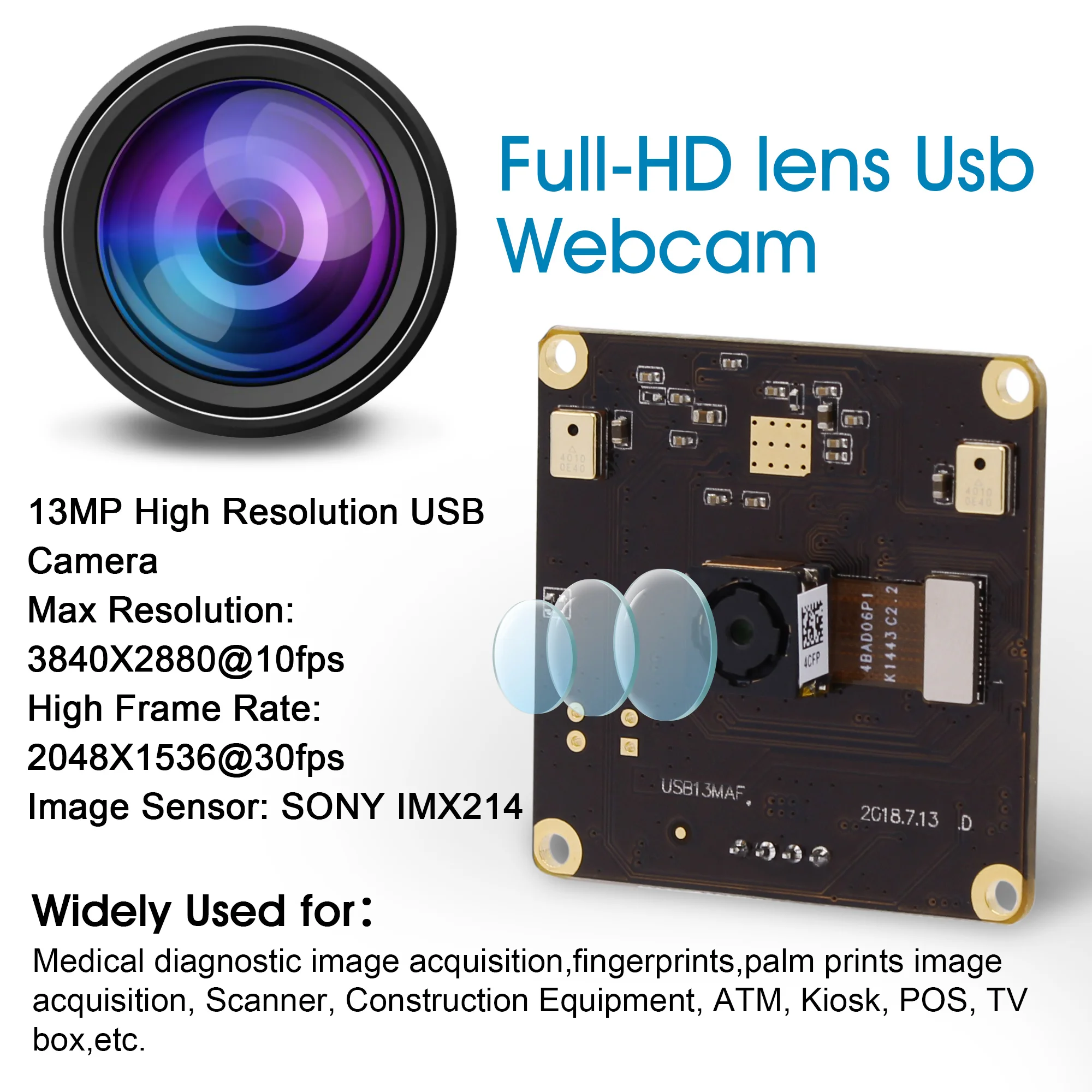 13MP Автофокус USB модуль камеры 1/3 ”CMOS IMX214 сенсор с объективом без искажений мини usb
