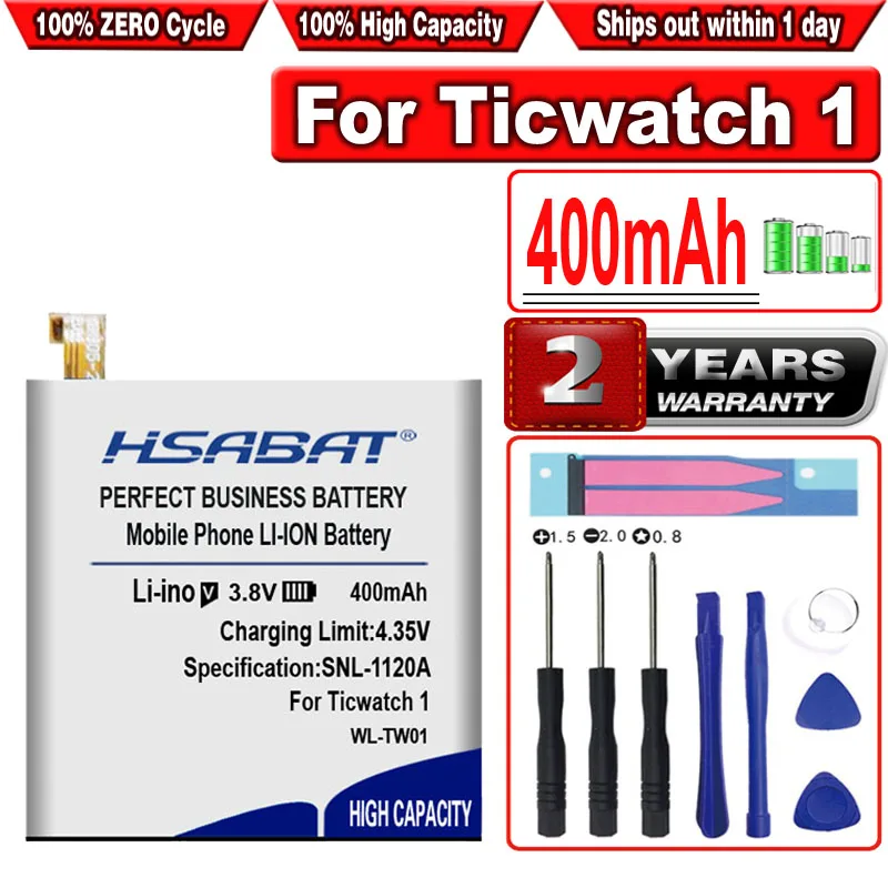 

HSABAT 400mAh WL-TW01 Battery for Ticwatch 1