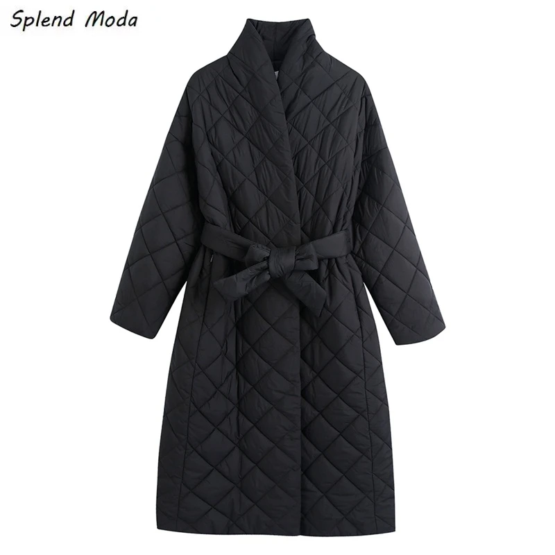 

Splend Moda French Vintage Elegant Autumn Winter New Korean Solid Color Loose Sashes Lace-Up Warm Cotton Padded Jacket Women