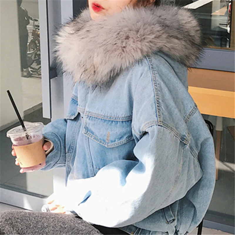 Джинсовая куртка с флисовой подкладкой и капюшоном женская модная джинсовая в