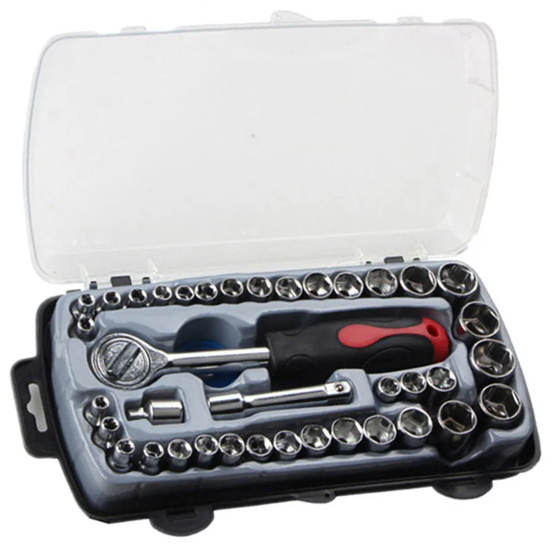 

40Pcs T Shape Car Repair Tool Socket Set Anti-Corrosion Ratchet Wrench Combination Tools For Auto Repair With Carrying Box Kit
