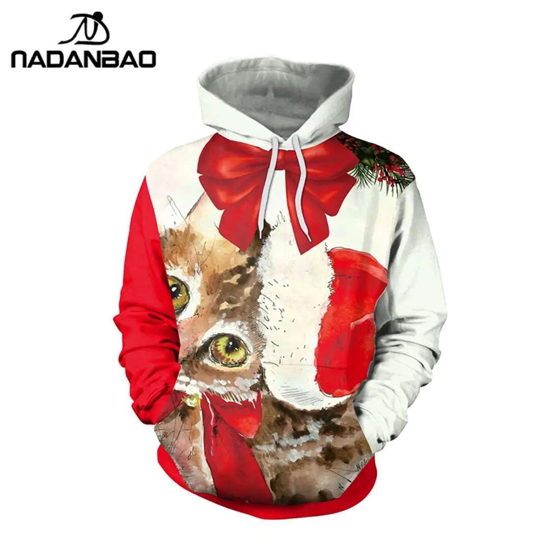 NADANBAO новый год толстовки кофты для женщин Рождественская Одежда Осень 3D печать