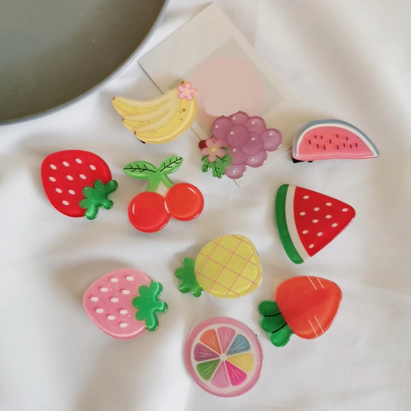 2 шт./компл. пластиковая заколка для волос с мультяшными фруктами модная милыми