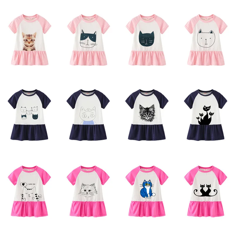 Платье для девочки летнее с мультяшным котом | Детская одежда и обувь