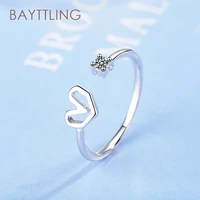 bayttling silver color goldsilver abstract heart open ring for woman fashion jewelry couple ring gift