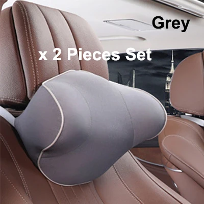 Greyx2 Качественный комплект из 2 предметов для автомобильных сидений, подушка для поддержки талии и шеи, Автомобильная подушка для подголовника с эффектом памяти, Ортопедическая подушка для защиты позвоночника - Цвет: Greyx2