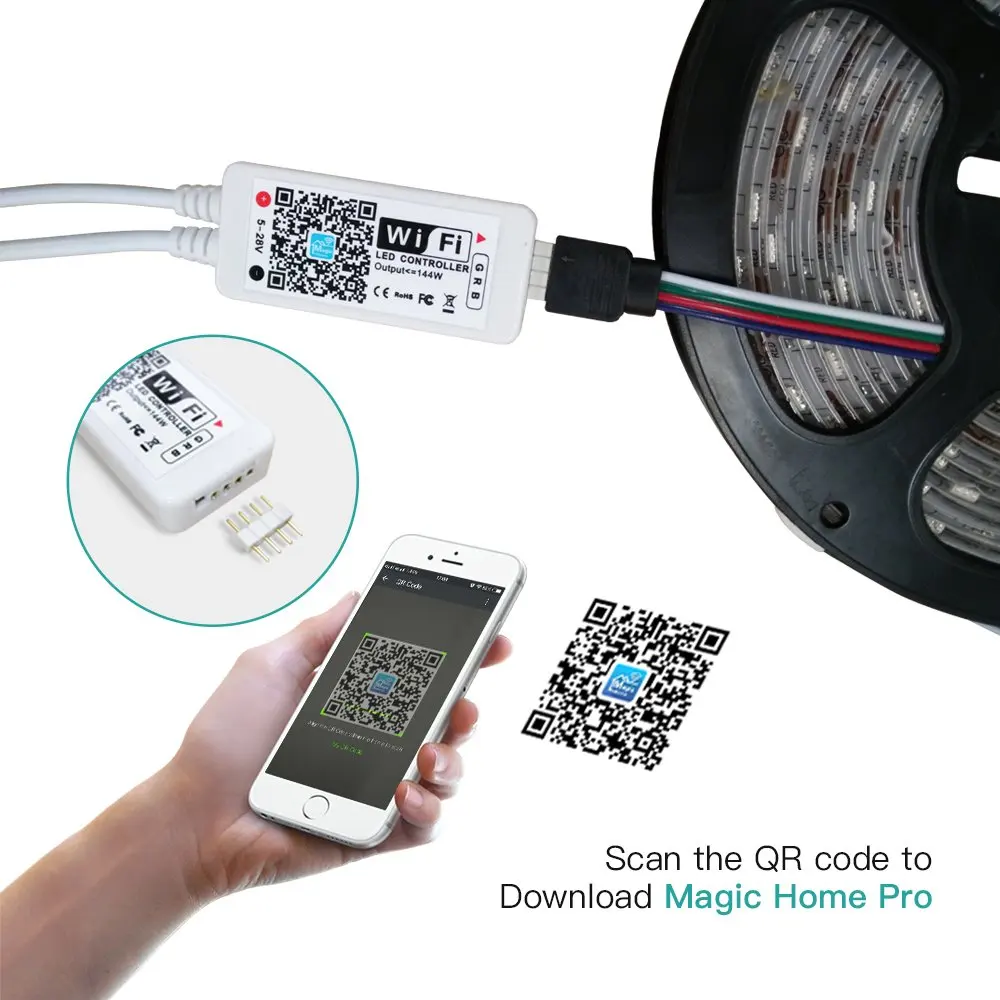 Светодиодная лента Magic Home Bluetooth Wi-Fi RGB RGBW управление через приложение