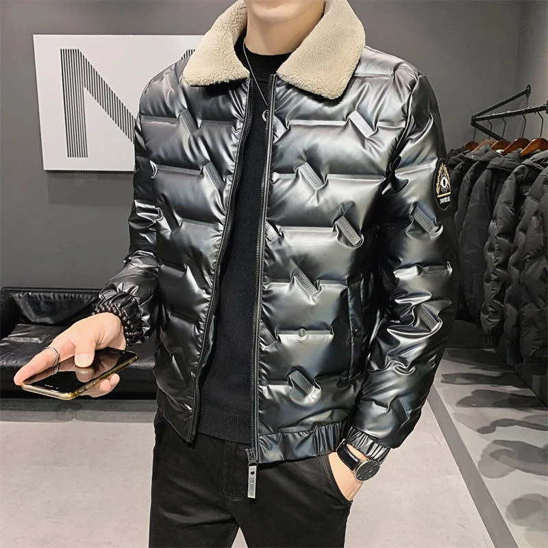 

2021 Winter Down Jacket Men Lamb Fur Collar White Duck Down Jacket Kurtka Zimowa Mens Clothing Black Duck Down Jacket Men Parkas