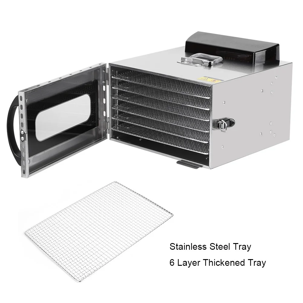

6 Trays Food Dehydrator Fruit Dryer Stainless Steel Snacks Dehydration Commercial Household Vegetable Herb Meat Drying Machine