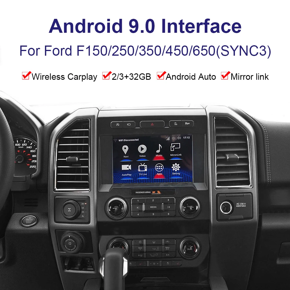 

Автомобильная система Android с GPS-навигацией и видеоинтерфейсом для Ford F150/250/350/450/650, мультимедийный плеер Youtube, Carplay