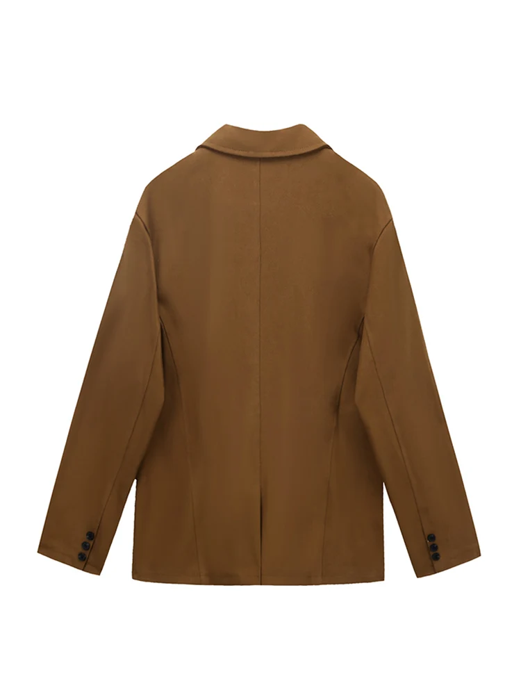 Женский винтажный Блейзер кофейного цвета с принтом Офисная модная Свободная