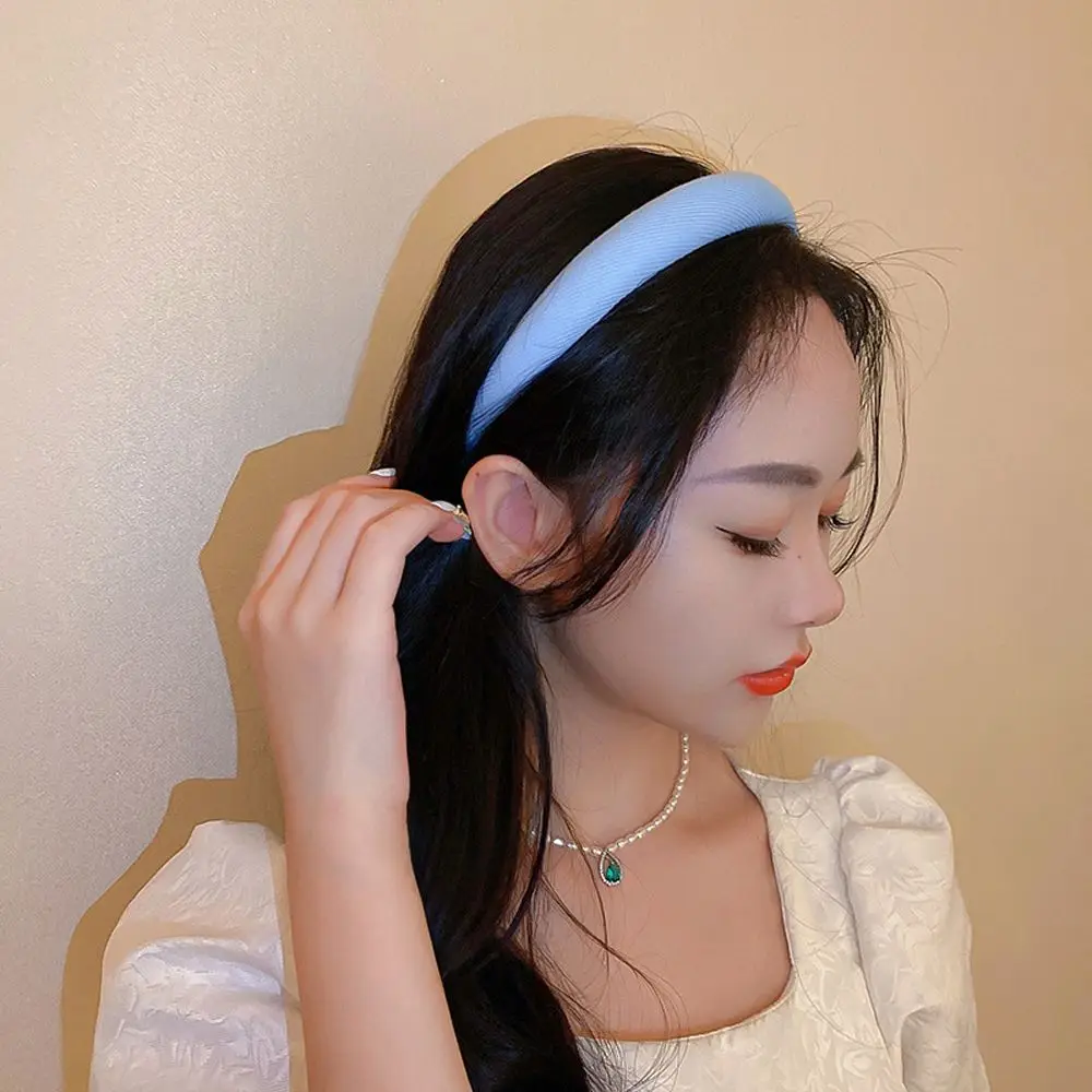 

Candy Color Hair Hoop Sponge Flat Wide Side Hair Band Women Non-slip Sweet Headdress Cloth Headband Bezel Girls Hairband Female