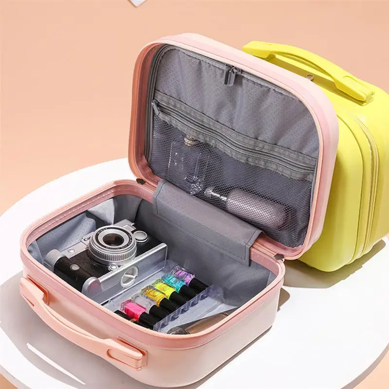 

1Pc Portable Solid Color Cosmetics Case Lady Makeup Storage Hangheld Bag
