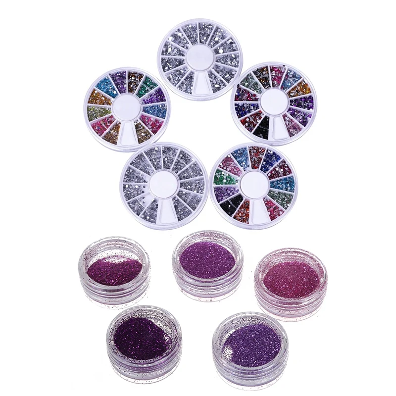 29 шт Набор для дизайна ногтей: 24 цвета Блестящий порошок блеск ложного УФ геля