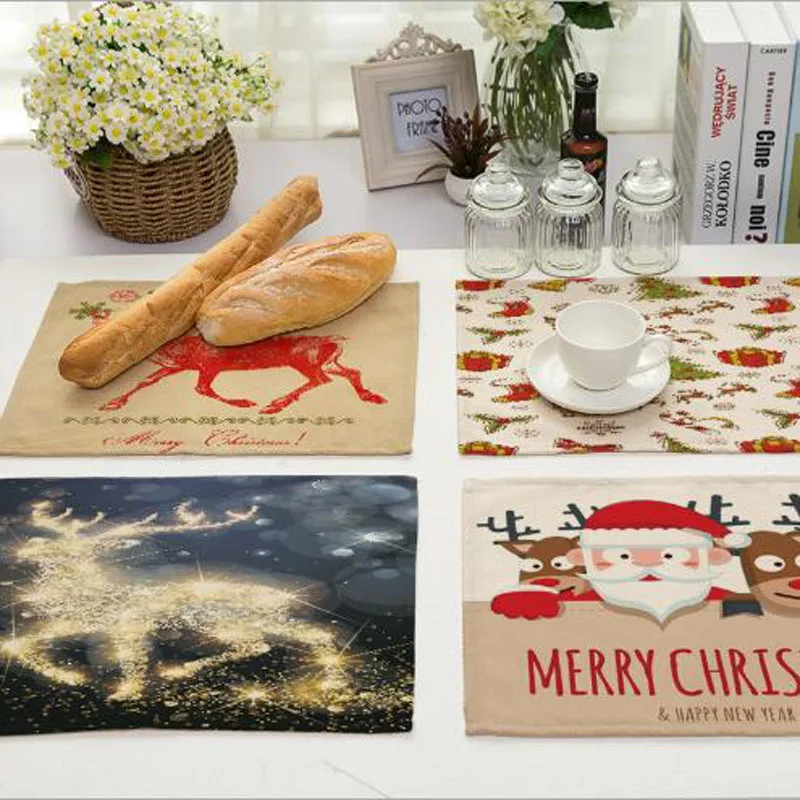

Christmas tree snowman placemat Fabric coaster Table decoration mat Kitchen Posavasos Manteles individuales Onderzetters H224