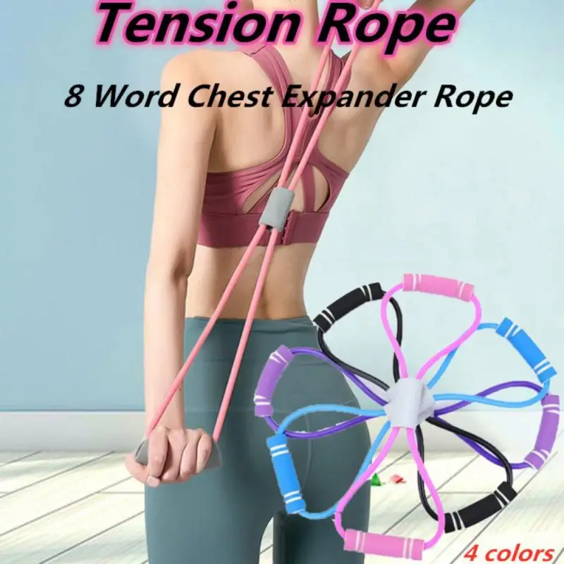 

TPE 8 Word Yoga Resistance Band Fitness Exercise Elastic Pull Rope Chest Expander Muscle Training Tube Rubber Band Gym Equipment