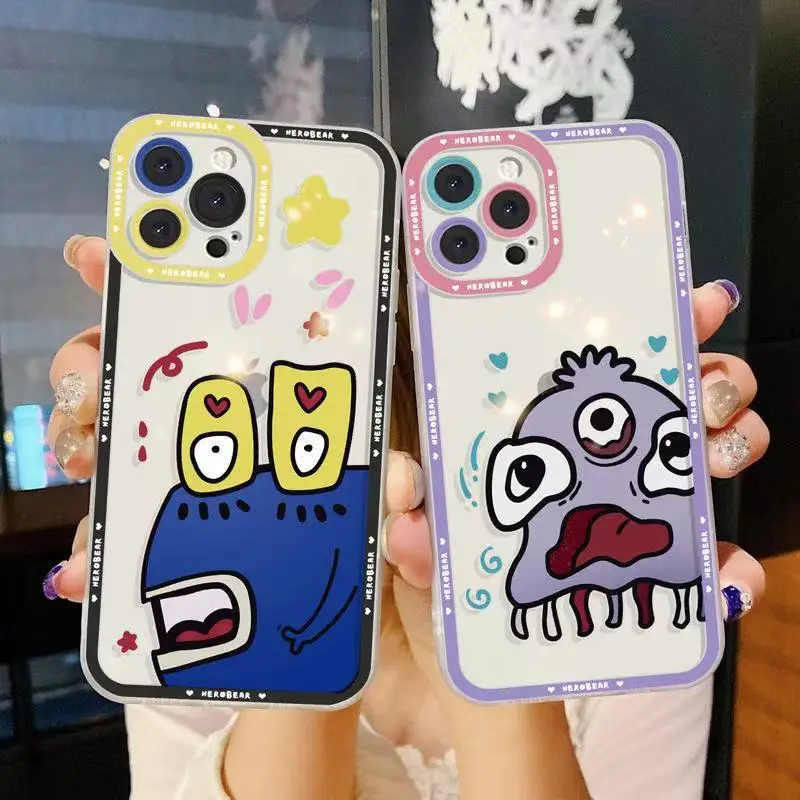 

Korea Cute Cartoon Cool Phone Case For Iphone 13 12 11 Pro Max Mini X XR XS Max 7 8 Plus Fashion Mobile Phones Silicone Cover
