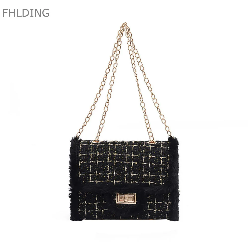 

New Luxury Handbags Women Bags Designer Plush Wool Bag Tide Chain Single Shoulder Small Square Handbags Sac Femme De Marque Luxe