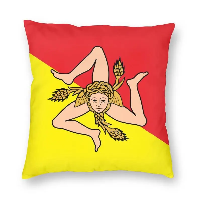 

Квадратная подушка с итальянским островом, Сицилийским флагом, украшение для чехла, Сицилийская Подушка-наволочка с двусторонним принтом