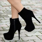 Женские ботильоны на платформе, из искусственной замши, на молнии сбоку