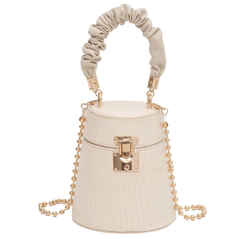 

Crocodile Pu Leather Mini Bucket Crossbody Bag Fashion Shoulder Chain Purses and Handbags Luxury Designer Branded