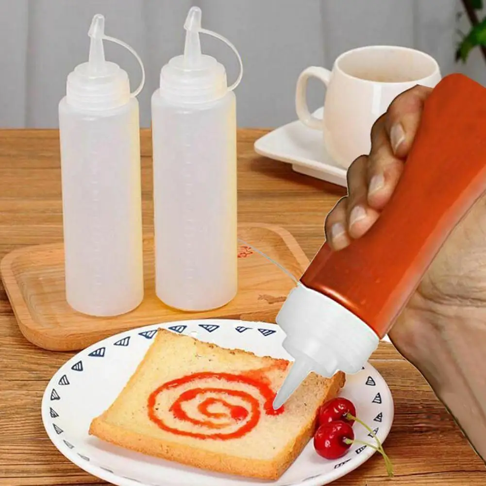 

BBQ Ketchup Sauce Dispenser Bottles Olive Oil Dispensing Squeeze Tools Plastic Bottle White Cap Safe Jar Mayonnaise with Ki W4T4