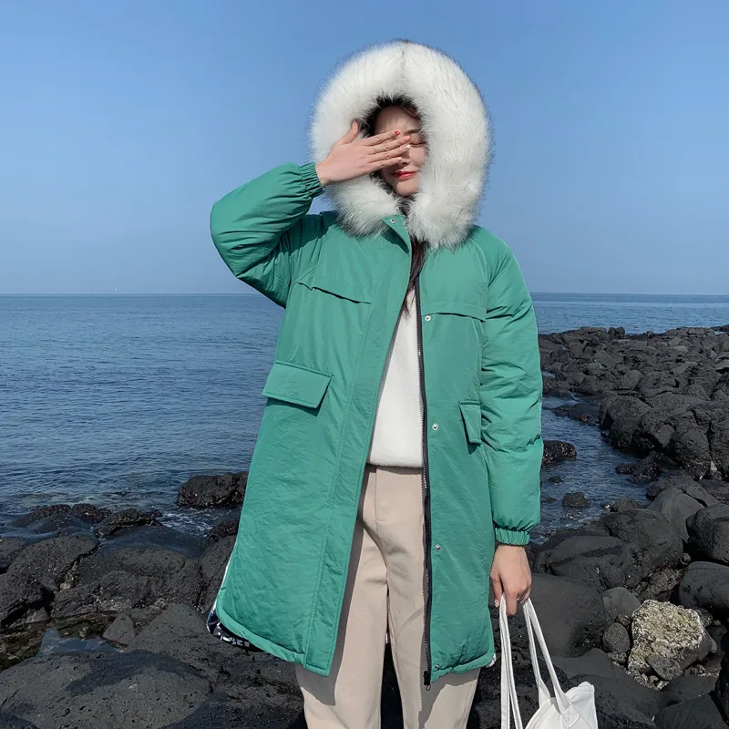 2019 Новое поступление зимняя куртка женская длинная Двусторонняя одежда с