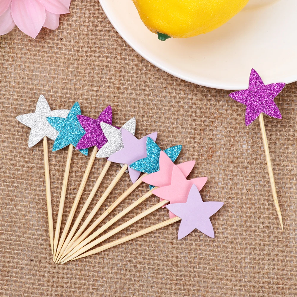 20 шт. новый милый Блестящий торт в форме сердца и звезды украшения для кексов на
