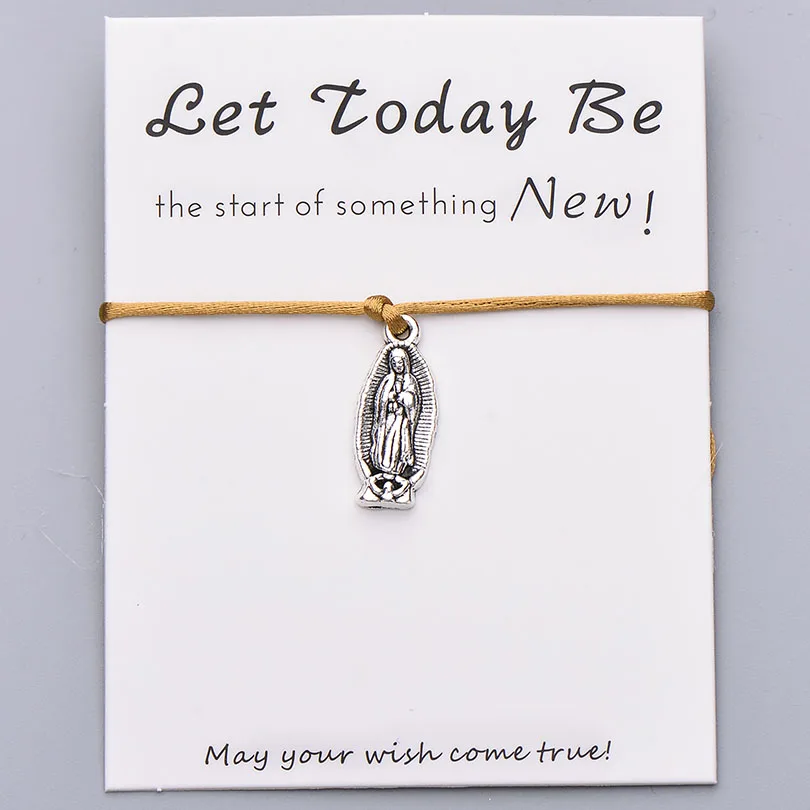 Pipitree Lucky Wish Virgin браслет Mary Let Today Be New Start красные браслеты с подвесками для женщин, мужчин, девочек, ювелирный подарок