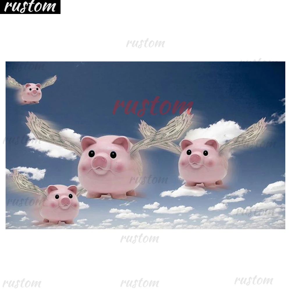 

Rustom 5D DIY Diamond Painting Full Square Diamond Embroidery Cartoon Rhinestones Picture Craft Kit Flying Animal Pig
