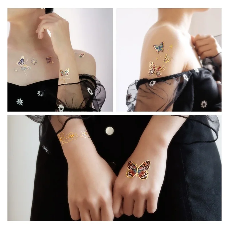 12 разных стилях праздничные платья бронзовые татуировки бабочки одноразовые